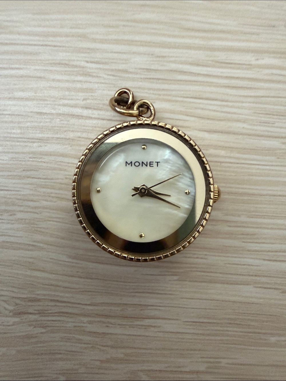 Monet Vintage Gold-Tone and Mother-of-Pearl Pendant Watch Charm